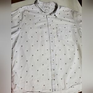 H&M Palm Tree Print Button Up Shirt Men XL Tropical Beach Vacation Camp Shirt